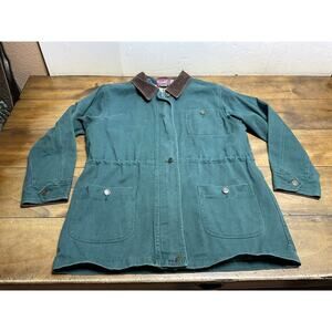 Vintage Denim Co Jacket Chore Barn Coat Adult M Flannel Lined Corduroy 90s GREEN